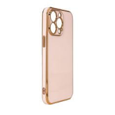 slomart roza gel ovitek lighting colour case za iphone 13 pro z zlatim okvirjem