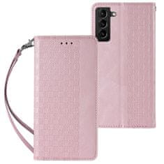 slomart etui z magnetnim paščkom za samsung galaxy s22 ultra pouch wallet + mini obesek z vrvico roza