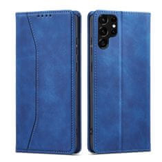 slomart magnet fancy case etui za samsung galaxy s22 ultra cover card wallet card stand blue