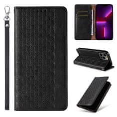 slomart ovitek z magnetnim paščkom za iphone 13 pro max pouch wallet + mini obesek z vrvico, črn