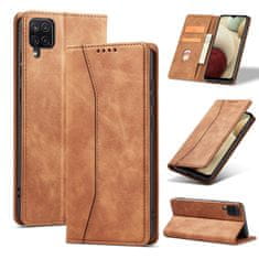 slomart elegantna torbica z magnetom za samsung galaxy a12 5g pouch wallet držalo za kartice rjava