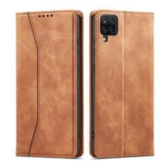 slomart elegantna torbica z magnetom za samsung galaxy a12 5g pouch wallet držalo za kartice rjava