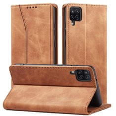 slomart elegantna torbica z magnetom za samsung galaxy a12 5g pouch wallet držalo za kartice rjava