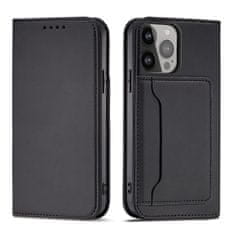 slomart magnet card case etui za iphone 14 pro max preklopno stojalo za denarnico, črno