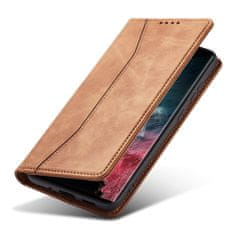 slomart elegantna magnetna torbica za samsung galaxy s22 ultra cover card wallet card stand rjava