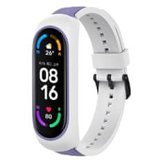 slomart Dvobarvni trak, nadomestni silikonski pašček, zapestni trak, zapestnica, zapestnica zapestnica za Xiaomi Mi Band 6/5/4/3, bela/vijolična