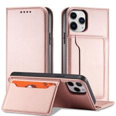 slomart magnet card case za iphone 12 pouch card wallet card stand pink