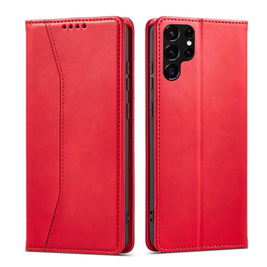 slomart magnet fancy case etui za samsung galaxy s22 ultra cover card wallet card stand red