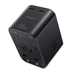 Choetech hitri univerzalni potovalni polnilec GaN 2 x USB tipa C / USB 65W Power Delivery črn (PD5009-BK)