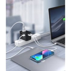 Choetech Hitri polnilec potovalni vtič EU UK ZDA AUS 3xUSB 30-65W črn