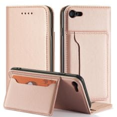 slomart ovitek z magnetno kartico za iphone se 2022 / se 2020 / iphone 8 / iphone 7 pouch wallet card wallet stand pink