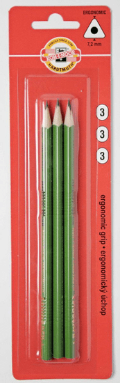 Koh-i-Noor grafitni trikotni svinčnik št. 3 /zeleni komplet 3 kosov