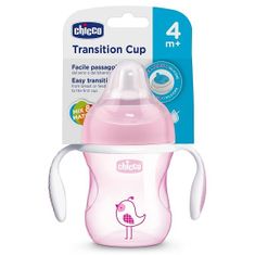 Chicco Prehodni učni lonček z ročaji 200 ml roza 4m+