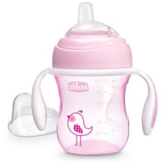 Chicco Prehodni učni lonček z ročaji 200 ml roza 4m+