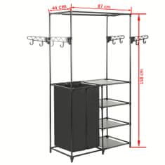 Vidaxl Stojalo za oblačila jeklo in netkano blago 87x44x158 cm črno