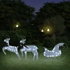 shumee Severni jelen in sani božični okras 60 LED zunanji bele barve