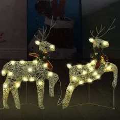 Greatstore Božični severni jeleni 2 kosa zlati 40 LED akril