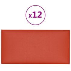 Vidaxl Stenski paneli 12 kosov rdeči 30x15 cm umetno usnje 0,54 m²