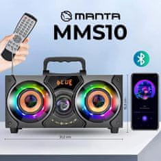 Manta MMS10 karaoke zvočni sistem, prenosni, BT 5.0, 40W, STEREO 2.2, TWS, RGB LED, FM, USB/microSD/AUX, črn