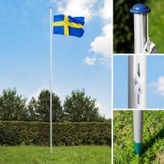 tectake Aluminijasti drog za zastavo Švedska