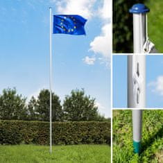 tectake Aluminijasti drog za zastavo Evropa