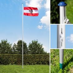 tectake Aluminijasti drog za zastavo Avstrija