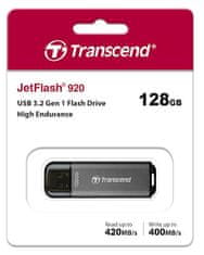 Transcend JF 920 USB ključ, 128 GB, 3.2, 420/400MB/s, TLC, aluminij, siv (TS128GJF920)