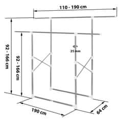 tectake Stojalo za oblačila 190 × 64 × 166 cm