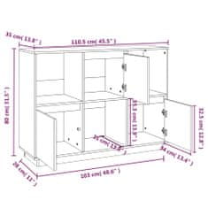 Vidaxl Komoda siva 110,5x35x80 cm trdna borovina