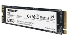 Patriot P300 128 GB SSD / Notranji / M.2 PCIe Gen3 x4 NVMe 1.3 / 2280