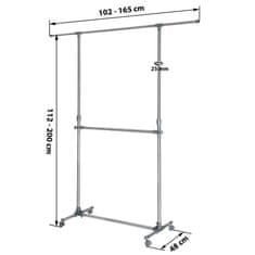 tectake Stojalo za oblačila 165 × 48 × 200 cm