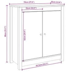 Vidaxl Komoda 70x35x80 cm trdna borovina