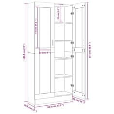 Vidaxl Vitrina dimljeni hrast 82,5x30,5x185,5 cm konstruiran les