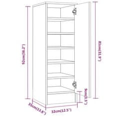 Vidaxl Omarica za čevlje rjav hrast 32x35x92 cm konstruiran les