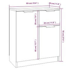 Vidaxl Komoda bela 60x30x70 cm konstruiran les