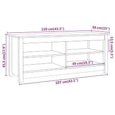 Vidaxl Klop za čevlje medeno rjava 110x38x45,5 cm trdna borovina