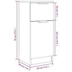 Vidaxl Komoda bela 30x30x70 cm konstruiran les