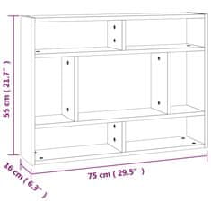 Vidaxl Stenska polica dimljeni hrast 75x16x55 cm konstruiran les