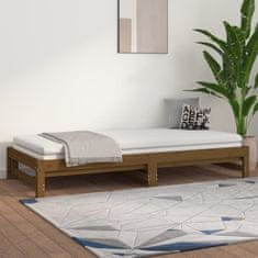 Vidaxl Izvlečna dnevna postelja medeno rjava 2x(90x200) cm borovina