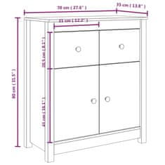 Vidaxl Komoda medeno rjava 70x35x80 cm trdna borovina