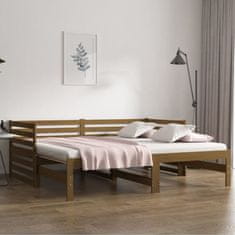 Vidaxl Izvlečna dnevna postelja medeno rjava 2x(90x190) cm borovina