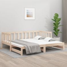 Vidaxl Izvlečna dnevna postelja 2x(90x190) cm trdna borovina