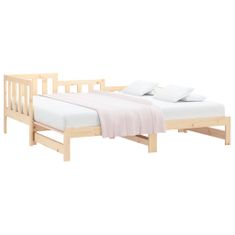 Vidaxl Izvlečna dnevna postelja 2x(90x200) cm trdna borovina