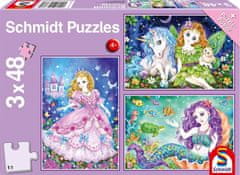 Schmidt Puzzle Princesa, vila in morska deklica 3x48 kosov