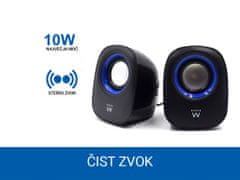 Ewent zvočniki 2.0, 5W RMS, nazdor glasnosti, USB napajanje, črni (EW3501)