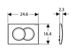 Geberit tipka Delta 01 2K, 115.107.46.1, mat krom