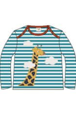 Frugi MAJČKA Z DOLGIMI ROKAVI Blue Stripe/Giraffe, 80/86