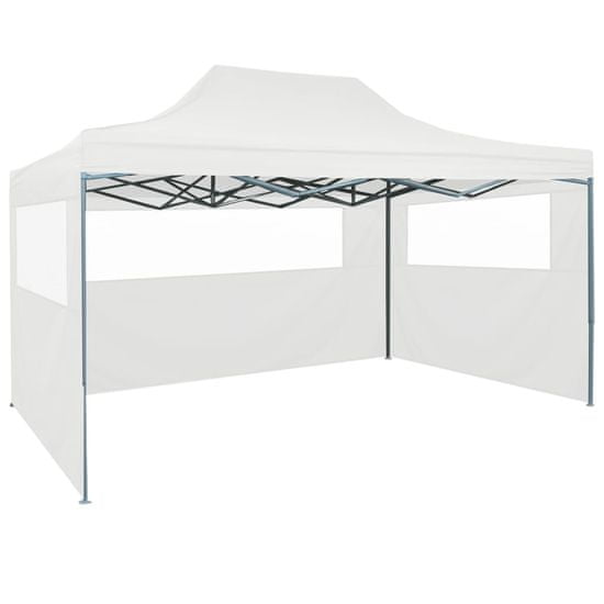 shumee Zložljiv družabni šotor s tremi stenami 3 x 4,5 m bele barve