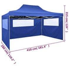 Vidaxl Profesionalen zložljiv vrtni šotor s 3 stranicami 3x4 m moder