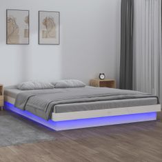 Vidaxl LED posteljni okvir bel 150x200 cm 5FT trden les